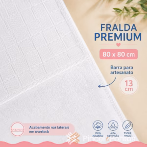 Fralda de Ombro Branca para Pintar e Bordar com Overlock e Barra 13 cm Valletex