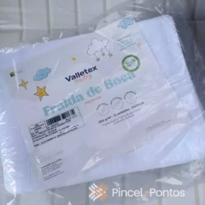 Fralda de Boca para Pintar e Bordar Branca com Overlock e Barra 13 cm Valletex